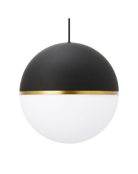 Visual Comfort Modern Akova Pendant Light in Matte Black and Aged Brass