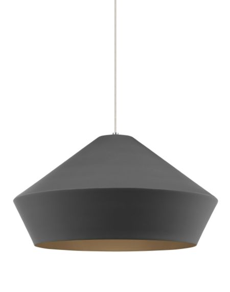 Visual Comfort Modern Brummel 11" Pendant Light in Satin Nickel and Charcoal Gray