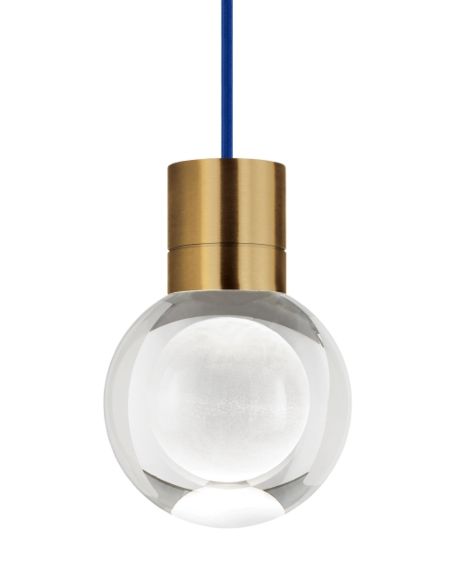 Visual Comfort Modern Mina 2200K LED 8" Pendant Light in Aged Brass and Clear