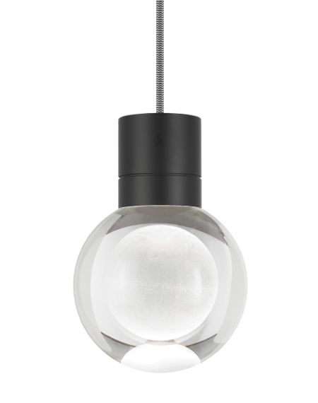 Tech Mina 2200K LED 5 Inch Pendant Light in Black and Clear