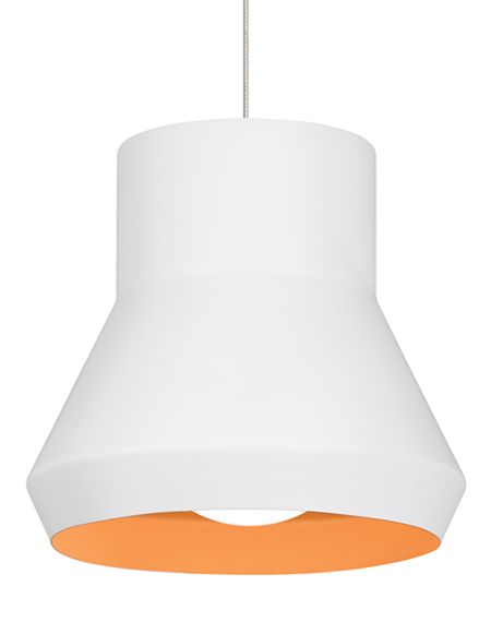 Visual Comfort Modern Milo 13" Pendant Light in White Outside/Orange Inside