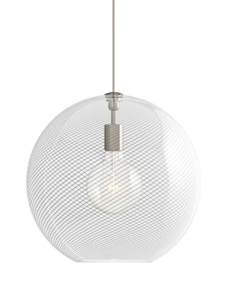 Visual Comfort Modern Palestra 15" Pendant Light in Satin Nickel and Opal/Clear
