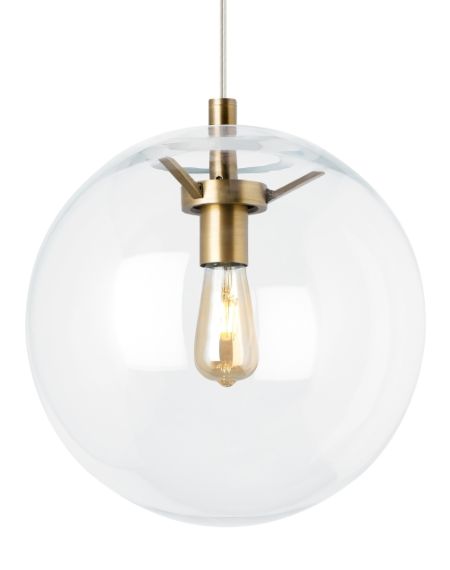 Tech Palona 14 Inch Pendant Light in Aged Brass and Clear