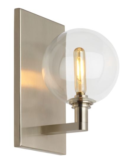 Visual Comfort Modern Gambit 9" Wall Sconce in Satin Nickel and Clear
