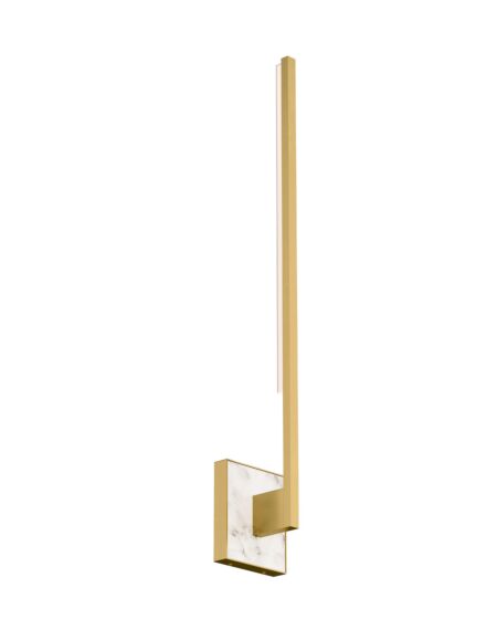 Klee 1-Light 26.50"H LED Wall Mount in Natural Brass with White Marble