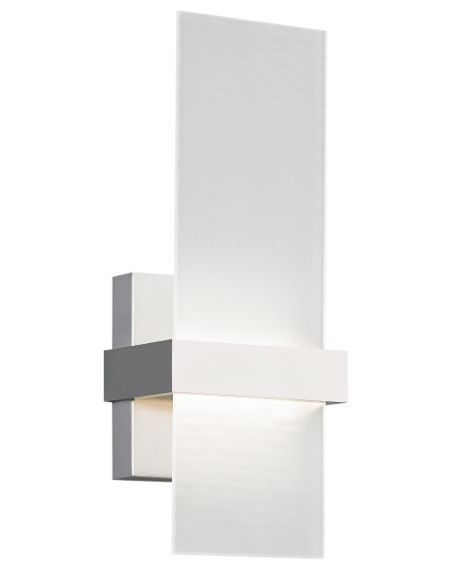 Visual Comfort Modern Mura 3000K LED 13" Wall Sconce in Satin Nickel and Frost Glass