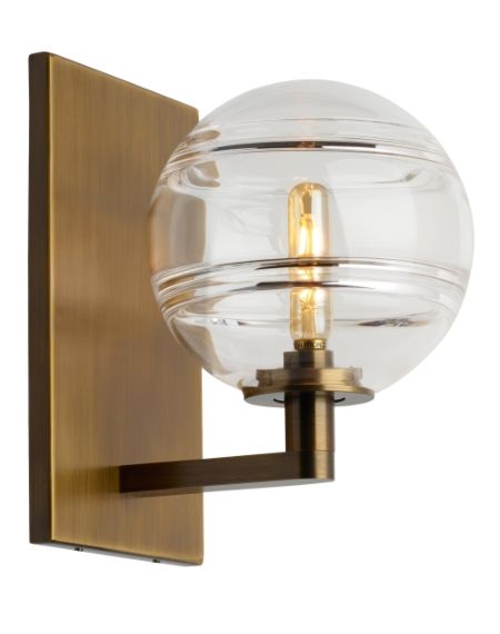 Visual Comfort Modern Sedona 9" Wall Sconce in Aged Brass and Clear