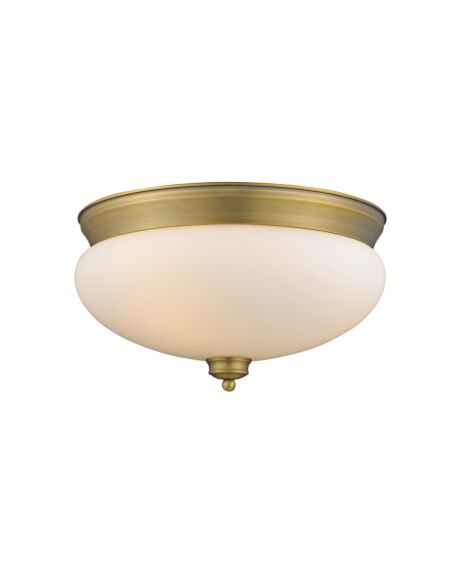Z-Lite Amon 3-Light Flush Mount Ceiling Light In Heritage Brass