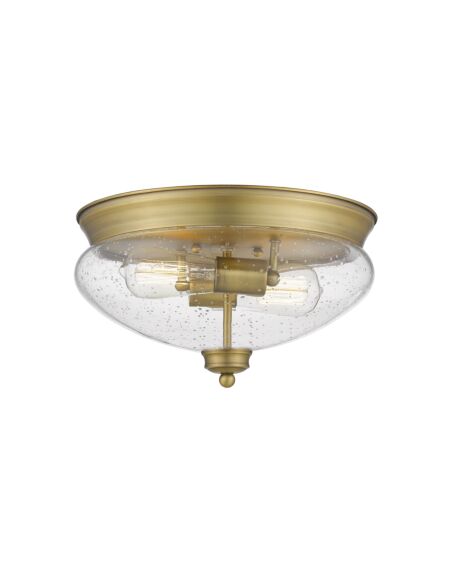 Z-Lite Amon 2-Light Flush Mount Ceiling Light In Heritage Brass