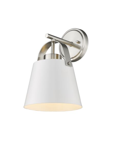 Z-Lite Z-Studio 1-Light Wall Sconce In Matte White With Brushed Nickel