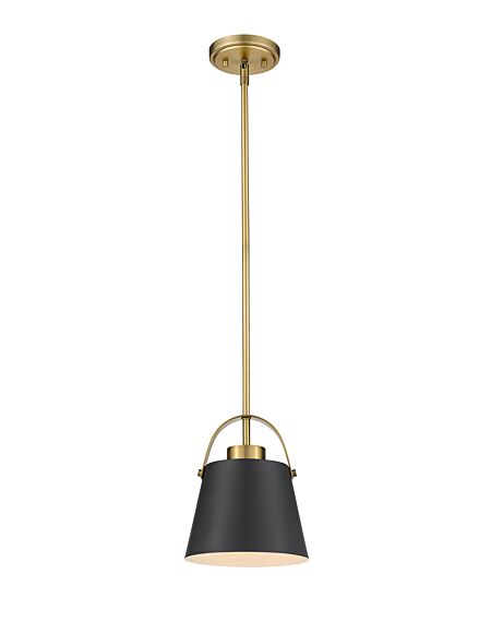 Z-Lite Z-Studio 1-Light Mini Pendant Light In Matte Black With Heritage Brass