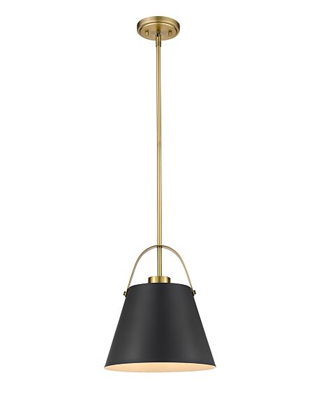 Z-Lite Z-Studio 1-Light Pendant Light In Matte Black With Heritage Brass