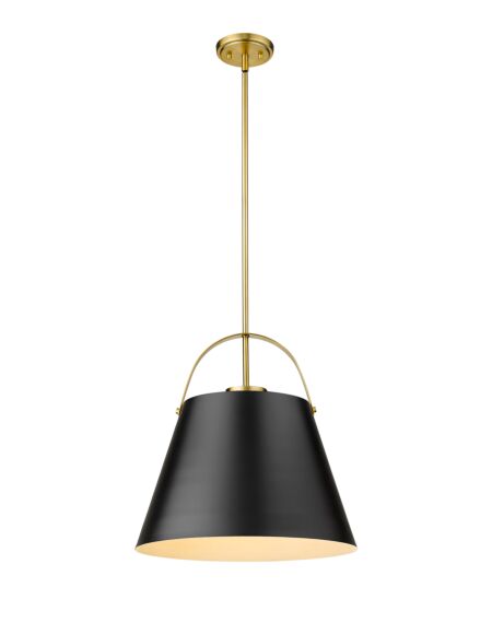 Z-Lite Z-Studio 1-Light Pendant Light In Matte Black With Heritage Brass