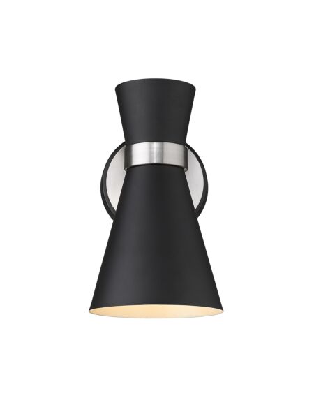 Z-Lite Soriano 1-Light Wall Sconce In Matte Black With Brushed Nickel