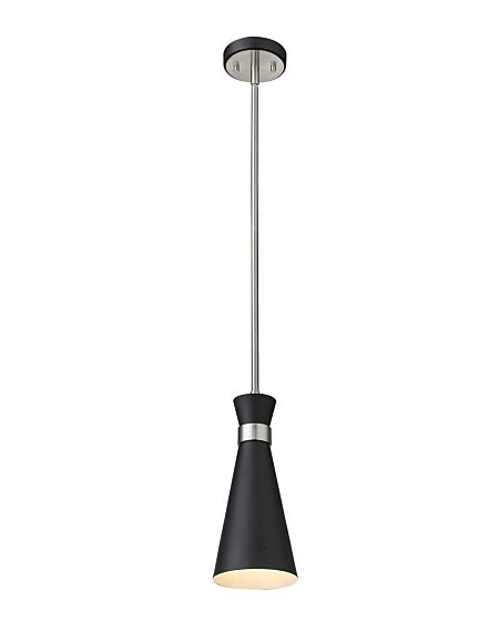 Z-Lite Soriano 1-Light Mini Pendant Light In Matte Black With Brushed Nickel
