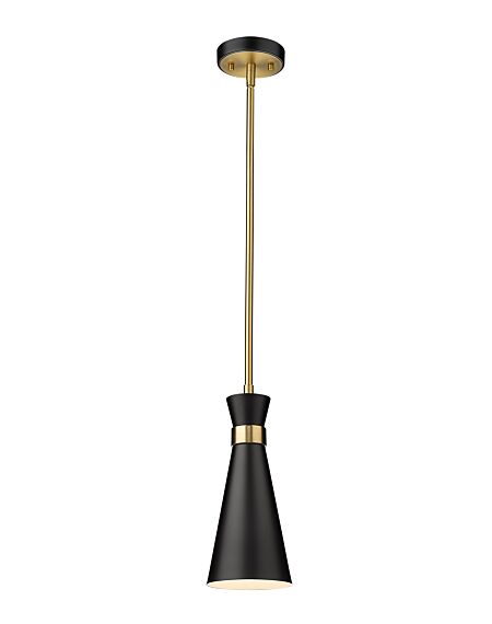 Z-Lite Soriano 1-Light Mini Pendant Light In Matte Black With Heritage Brass