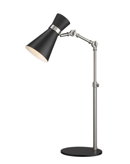 Z-Lite Soriano 1-Light Table Lamp Light In Matte Black With Brushed Nickel