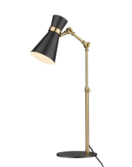 Z-Lite Soriano 1-Light Table Lamp Light In Matte Black With Heritage Brass