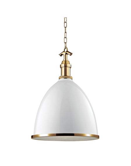  Viceroy Pendant Light in White and Aged Brass