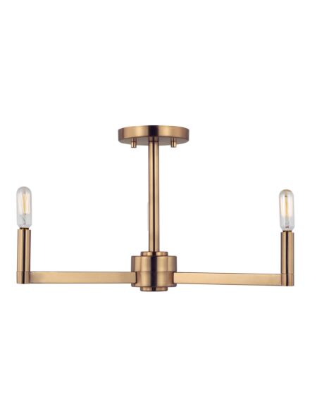 Fullton 3-Light Semi-Flush Ceiling Light in Satin Brass