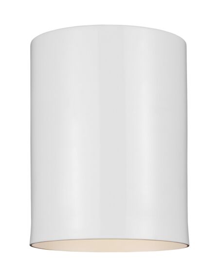Outdoor Cylinders 1-Light Outdoor Flushmount Ceiling Light in White