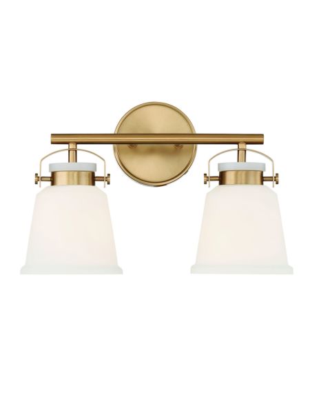 Kaden 2-Light Bathroom Vanity Light in Warm Brass