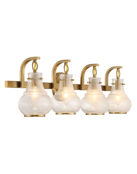 Adams 4-Light Bathroom Vanity Light in Warm Brass