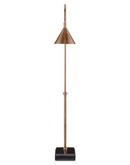 Vision 1-Light Floor Lamp in Vintage Brass with Black
