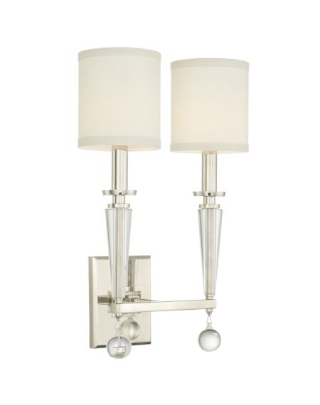 Paxton 2-Light Wall Mount in Polished Nickel