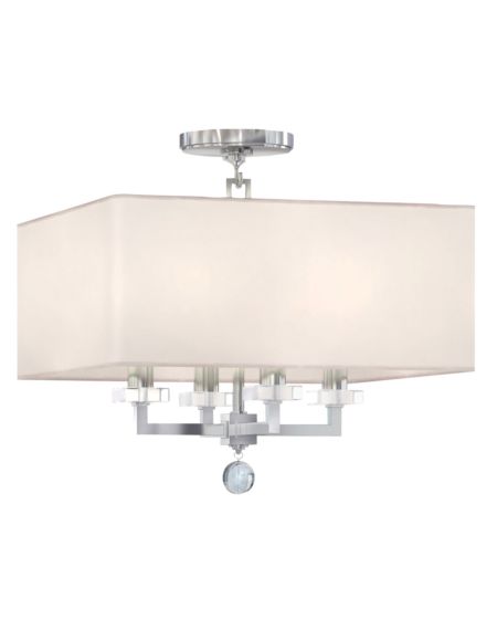 Crystorama Paxton 4 Light 16 Inch Ceiling Light in Polished Nickel