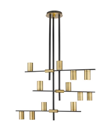 Z-Lite Calumet 12-Light Chandelier In Matte Black With Olde Brass