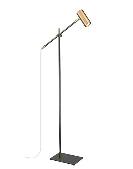 Z-Lite Calumet 1-Light Floor Lamp Light In Matte Black With Olde Brass