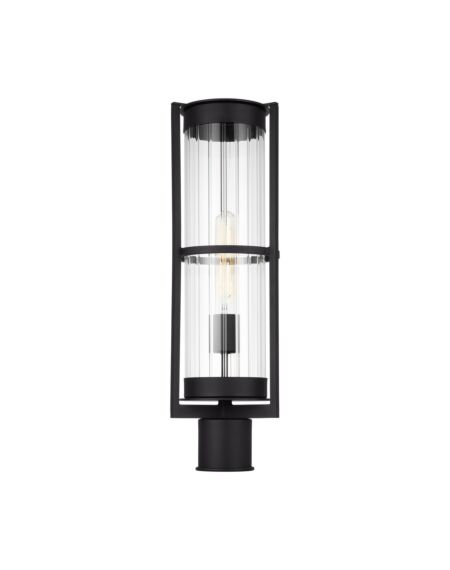 Alcona 1-Light Outdoor Post Lantern in Black