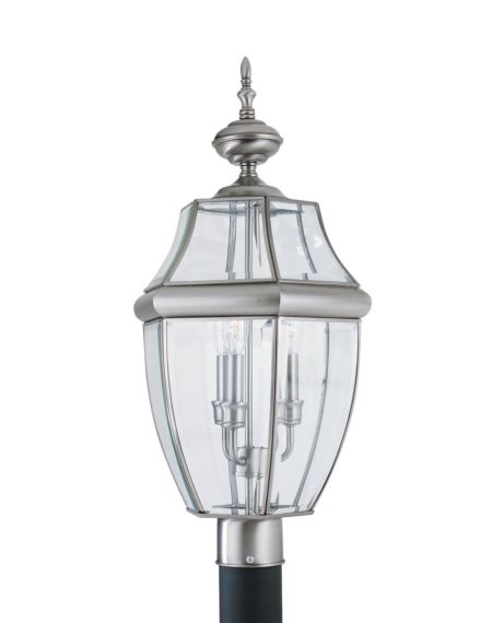 Sea Gull Lancaster 3 Light 24 Inch Outdoor Post Light in Antique Brushed Nickel