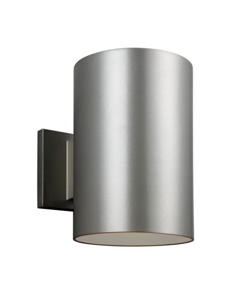 Visual Comfort Studio Cylinders 9" Outdoor Wall Light in Painted Brushed Nickel