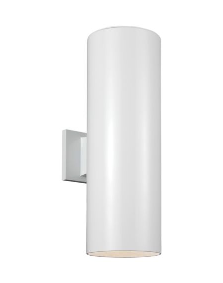 Visual Comfort Studio Cylinders 2-Light 18" Outdoor Wall Light in White