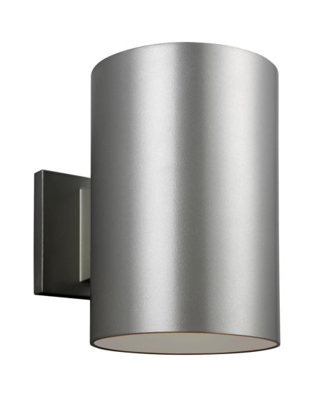 Visual Comfort Studio Cylinders 9" Outdoor Wall Light in Painted Brushed Nickel