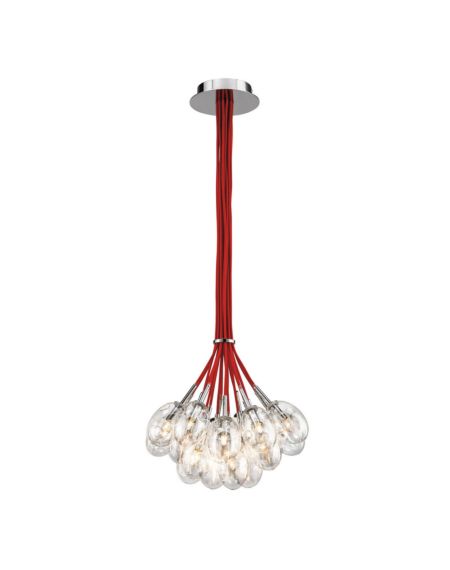 Mencius 19-Light Clear Glass with Red Pendant Light