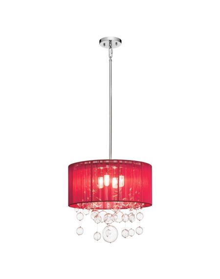 Imbuia 4-Light Round Pendant Light with Red Shade