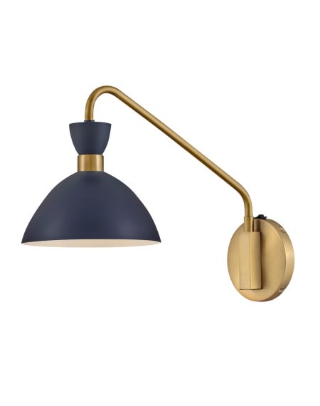 Simon Wall Sconce in Matte Navy with Heritage Brass accents