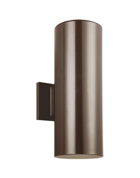 Visual Comfort Studio Cylinders 2-Light 14" Outdoor Wall Light in Bronze