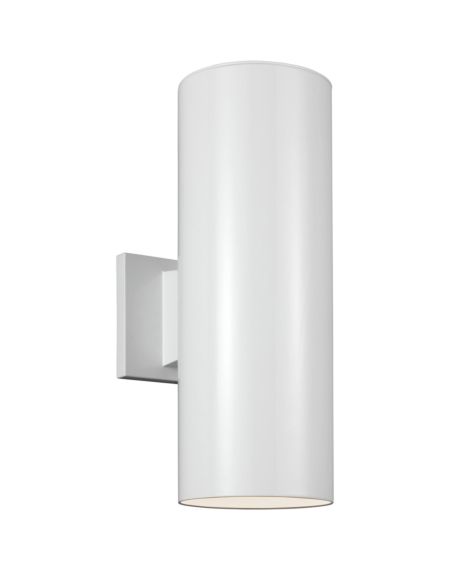 Visual Comfort Studio Cylinders 2-Light 14" Outdoor Wall Light in White