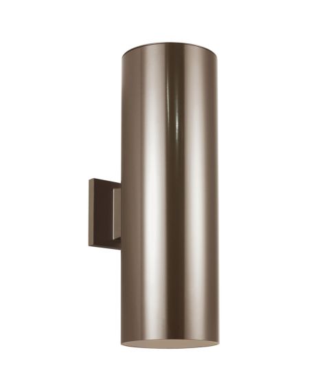 Visual Comfort Studio Cylinders 2-Light 18" Outdoor Wall Light in Bronze