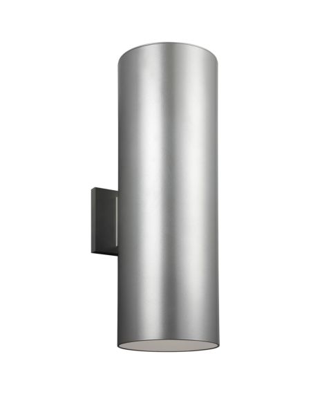 Visual Comfort Studio Cylinders 2-Light 18" Outdoor Wall Light in Painted Brushed Nickel