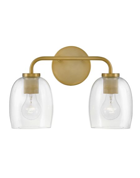 Percy 2-Light Bathroom Vanity Light in Lacquered Brass