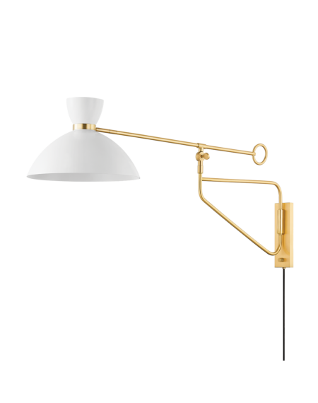 Cranbrook 1-Light Portable Wall Sconce in Aged Brass With Soft White
