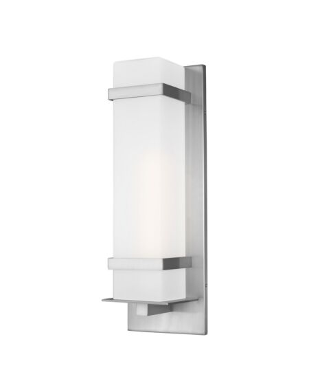 Alban 1-Light Outdoor Wall Lantern in Satin Aluminum