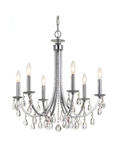  Bridgehampton Chandelier in Polished Chrome with Hand Cut Crystal Crystals
