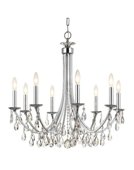  Bridgehampton Chandelier in Polished Chrome with Faceted Crystal Crystals