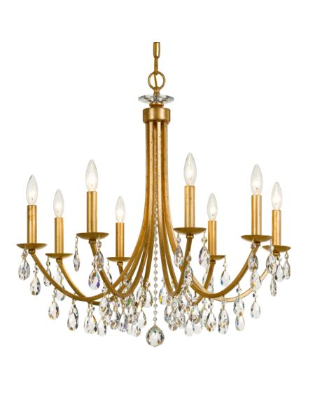 Crystorama Bridgehampton 8 Light 29 Inch Chandelier in Antique Gold with Faceted Crystal Crystals